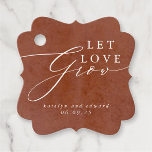 Étiquettes Cadeau Laisser l'amour grandir Terracotta Floral Pampas G
