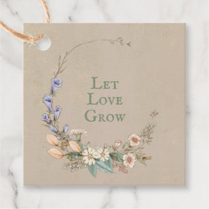 Étiquettes Cadeau Laissez L'Amour Croître Floral Whimsy