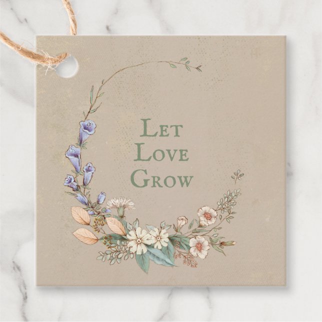Étiquettes Cadeau Laissez L'Amour Croître Floral Whimsy (Devant)