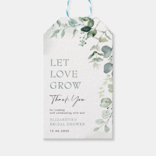 Étiquettes-cadeau Laissez l'amour grandir Eucalyptus Fête des mariée