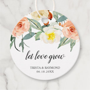 Étiquettes Cadeau Laissez l'amour grandir Mariage floral aquarelle p