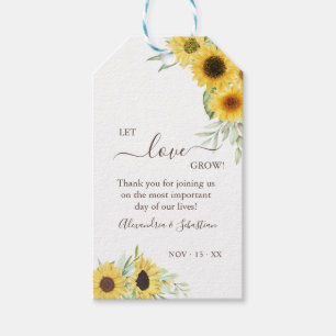 Étiquettes-cadeau Laissez l'amour grandir tournesol Mariage de verdu