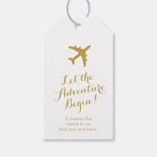 Étiquettes-cadeau Laissez l'aventure commencer Gold Travel Favor