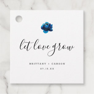 Étiquettes Cadeau Laissez Love Grow Blue Peony mariage merci