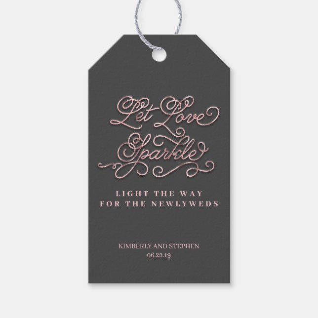 Étiquettes-cadeau Laissez Love Sparkle Rose Gold Wedding (Devant)