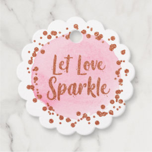 Étiquettes Cadeau Laissez Love Sparkle Rose Rose Gold Confetti Maria