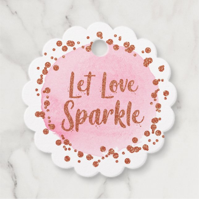 Étiquettes Cadeau Laissez Love Sparkle Rose Rose Gold Confetti Maria (Devant)