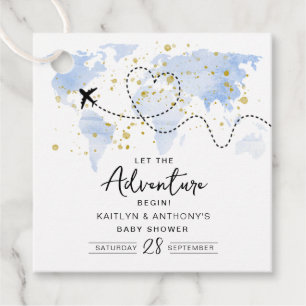 Étiquettes Cadeau "Laissons Commencer L'Aventure !" Baby shower Cart