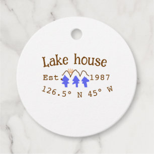Étiquettes Cadeau Lake house et. Date année coordonnées personnalisé