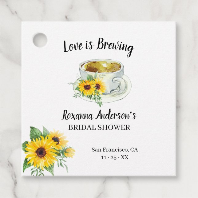 Étiquettes Cadeau L'amour brasse des tournesols Fête des mariées de  (Devant)