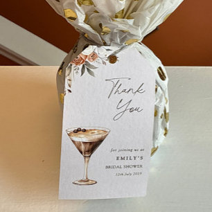 Étiquettes-cadeau L'amour brasse Espresso Martini Merci de douche