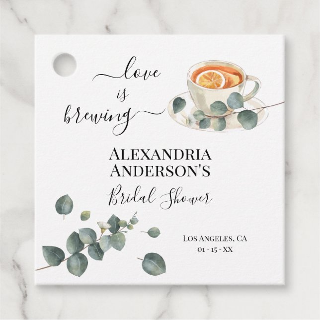 Étiquettes Cadeau L'amour brasse Fête des mariées La verdure Eucalyp (Devant)