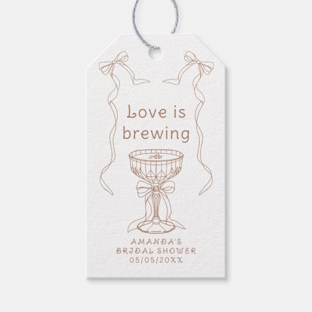 Étiquettes-cadeau L'amour brasse la main tiré nuptiale douche (Devant)