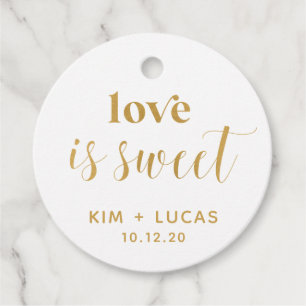 Étiquettes Cadeau L'amour de l'or imprimé est Mariage doux
