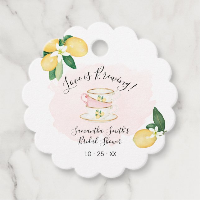 Étiquettes Cadeau L'amour des citrons roses brasse la Fête des marié (Devant)