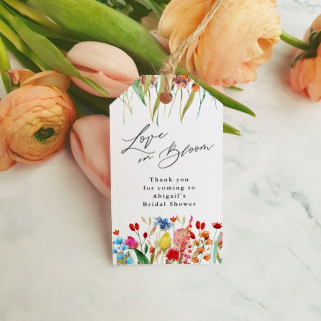 Étiquettes-cadeau L'amour en fleur Fête des mariées Fleur sauvage Fa (Créateur téléchargé)