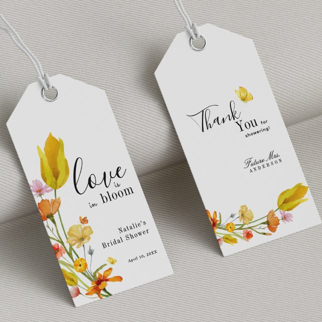 Étiquettes-cadeau L'amour est dans la Fête des mariées Fleur sauvage (Créateur téléchargé)