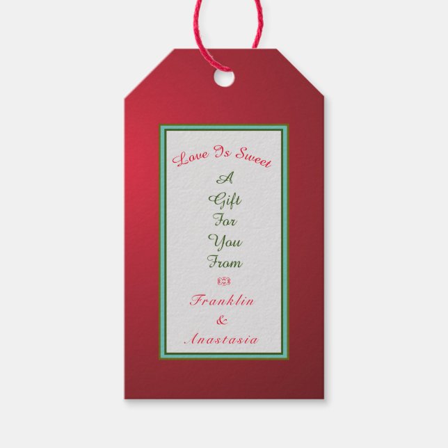 Étiquettes-cadeau L'Amour Est Douce Un Cadeau Pour Vous Rouge (Devant)