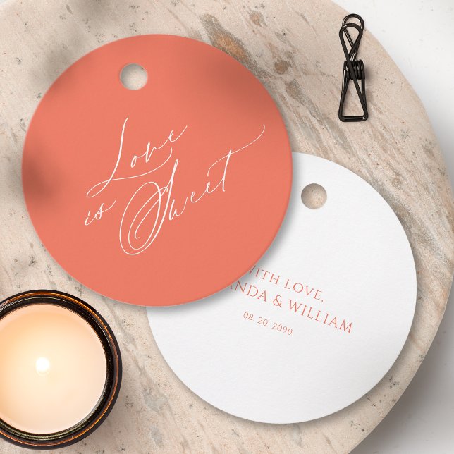 Étiquettes Cadeau L'amour est doux - Balise cadeau romantique ronde (Créateur téléchargé)