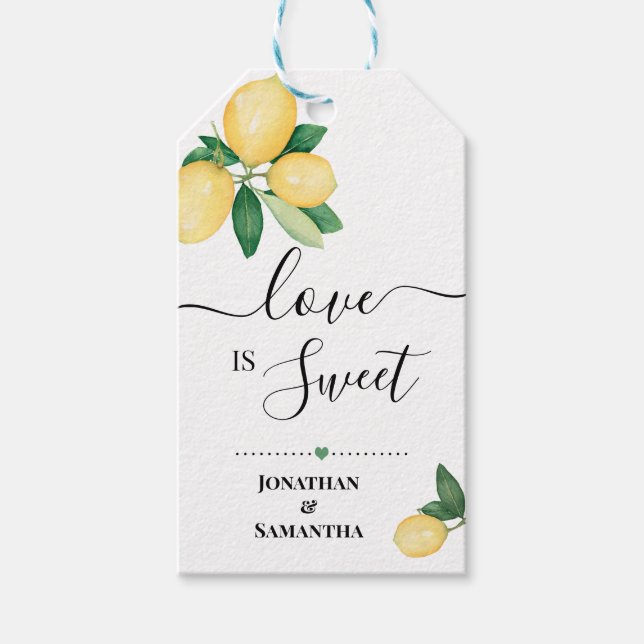 Étiquettes-cadeau L'amour est doux Citrons Mariage Bonbons Favoriser (Devant)