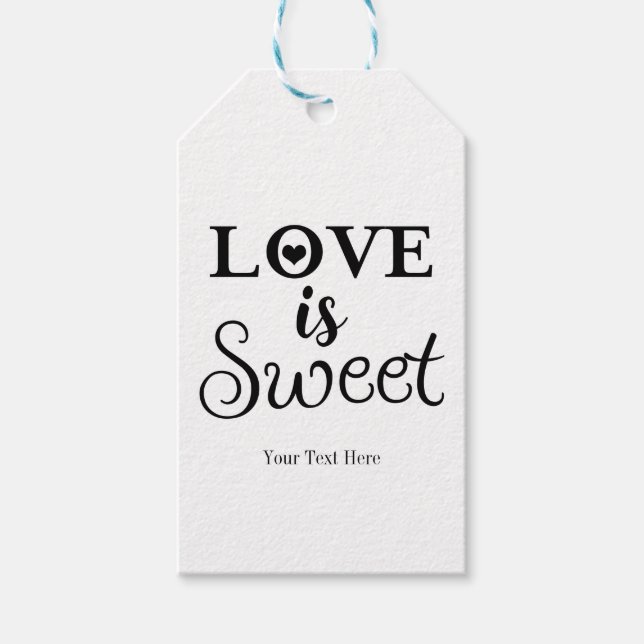 Étiquettes-cadeau L'amour est doux Noir & Blanc Mariage Personnalisé (Devant)
