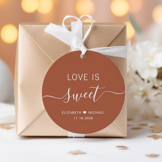 Étiquettes Cadeau L'amour est Mariage en terre cuite douce (Créateur téléchargé)