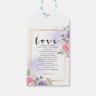 Étiquettes-cadeau L'amour est patient, l'amour est gentil