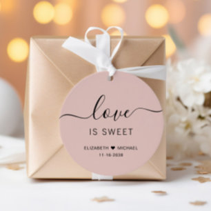Étiquettes Cadeau L'amour est un Mariage rose pâle