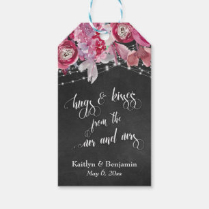 Étiquettes-cadeau Lampe Chalkboard Fleurs Hugs & Baisers de nous