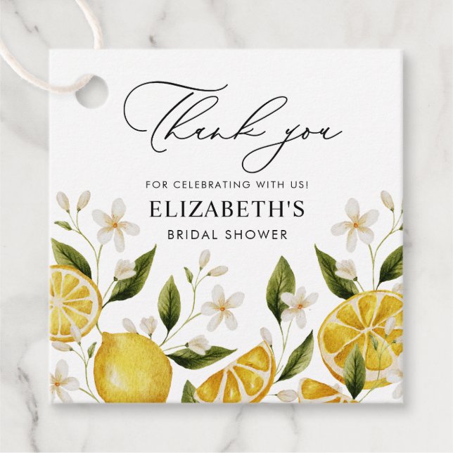 Étiquettes Cadeau Lancement de mariage Citron Joli Citron (Devant)