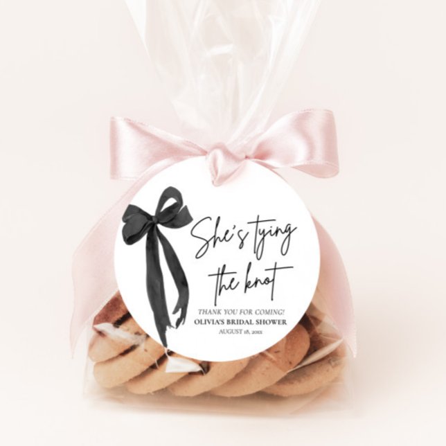 Étiquettes Cadeau Lanceur de noeud noir pour la fête de mariage (Créateur téléchargé)