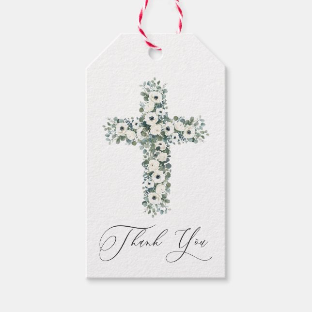 Étiquettes-cadeau L'anémone Eucalyptus traverse le Merci religieux (Devant)