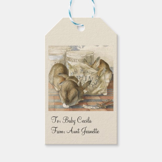 Étiquettes-cadeau Lapin de Noël (Devant)