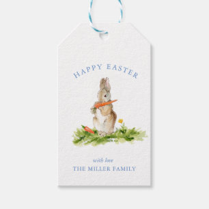 Étiquettes-cadeau Lapin de Pâques aquarelle mignon 