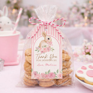 Étiquettes-cadeau Lapin Floral Rose Merci D'être Passé
