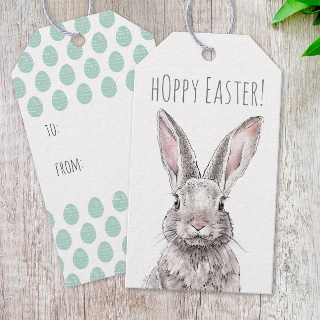Étiquettes-cadeau Lapin Lapin Animal Art Hoppy Pâques mignonne Print (Créateur téléchargé)