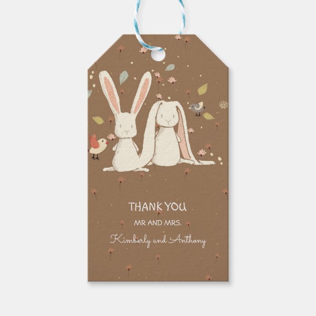 Étiquettes-cadeau Lapin lapins Couple mignonne Doux jolie (Devant)