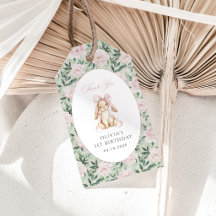 Lapin Mignon, Nœud Rose, Fleurs Roses, Premier Ann