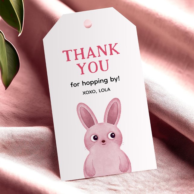 Étiquettes-cadeau Lapin rose Merci (Créateur téléchargé)
