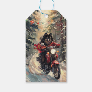 Étiquettes-cadeau Lapphund Finlandais Chien à cheval Moto Noël