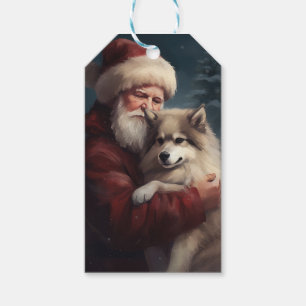 Étiquettes-cadeau Lapphund finlandais Noël festif du Père Noël