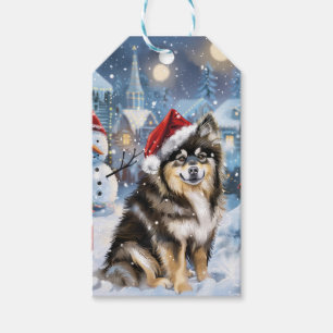 Étiquettes-cadeau Lapphund finlandais Winter Wonderland Noël Joie