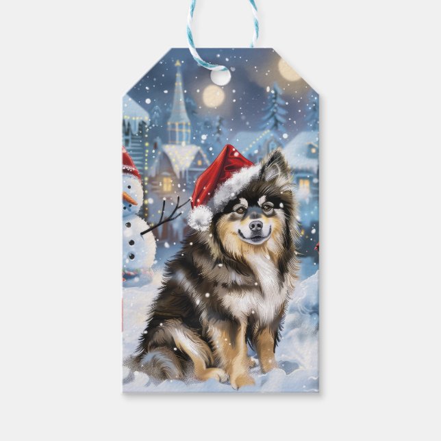Étiquettes-cadeau Lapphund finlandais Winter Wonderland Noël Joie (Devant)