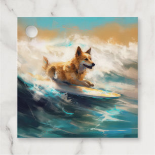 Étiquettes Cadeau Lapphund Plage Finlandaise Plage Surf Peinture