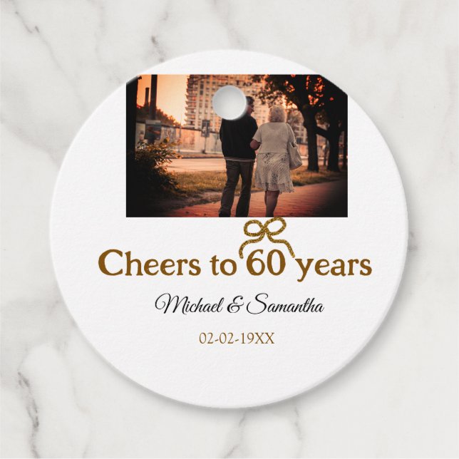 Étiquettes Cadeau L'arc d'or applaudit à 60 ans de mariage (Devant)