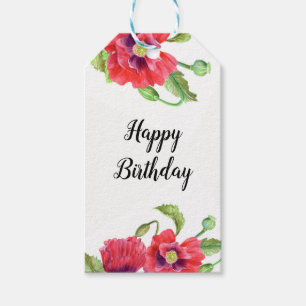 Étiquettes-cadeau L'art floral des Papes rouges de l'aquarelle