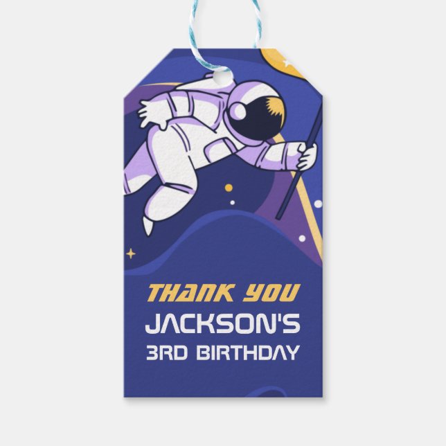 Étiquettes-cadeau L'astronaute Partie Anniversaire de enfant De L'Es (Devant)