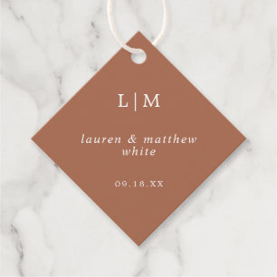 Étiquettes Cadeau Lauren Terracotta Monogramme Mariage élégant