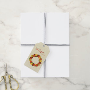 Étiquettes-cadeau L'automne quitte Thanksgiving Wreath