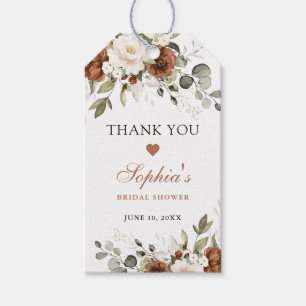Étiquettes-cadeau Lavage de Mariée Floral Rouille Crème de Verdure O